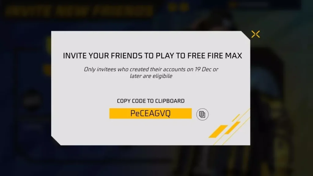 invitation code of How To Invite Your Friends And Get Free Bundles In Free Fire Max Event 2023